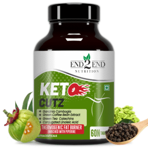 End2End Nutrition Keto Cutz fat burner with Garcinia Cambogia, Green Tea, Green Coffee Bean | Weight Manage Product for Men and Women - 60 Tablets