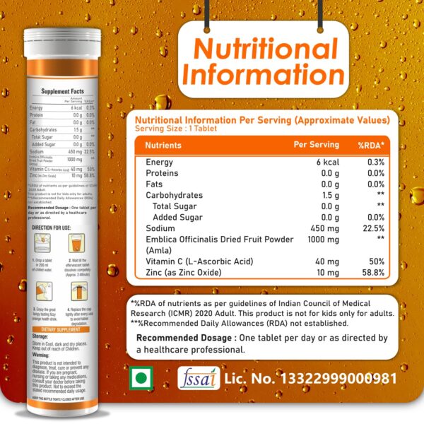 Vitamin C with Natural Amla Extract - Orange Flavour - Image 2