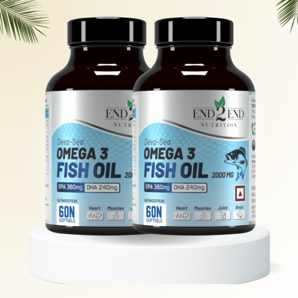 End2End Nutrition Deep Sea Omega 3 Fish Oil Capsules - (Pack of 2) 120 Softgels