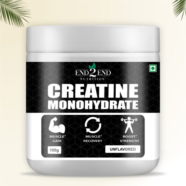 End2End Nutrition Micronised Creatine Monohydrate Powder | 33 Servings | Rapid Absorption Pre/Post Workout Supplement for Muscle Gain & Recovery - 100 gram (Unflavoured)