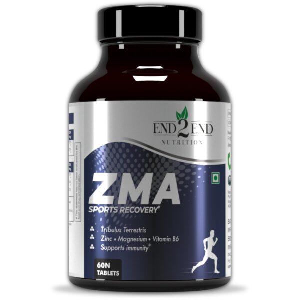 End2End Nutrition Zinc Magnesium Aspartate (ZMA) Supplement for Men & Women with Tribulus, Vitamin B6 | Better Sleep, Muscle Health, Nerves Health & Sports Recovery - 60 Tablets