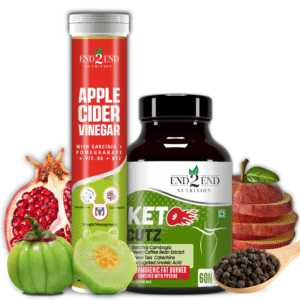 End2End Nutrition Apple Cider Vinegar and Keto Cutz Fat burner with Garcinia Cambogia | Weight Manage Product for Men and Women - (20+60) Tablets