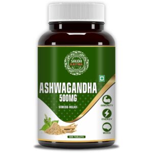 Shudh Kaama Ashwagandha 500mg Tablets | Relieve Stress, Boost Energy, Improve Stamina | For Men & Women - (Pack of 1) 60 Tablets